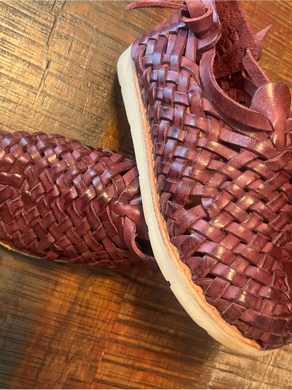 Huaraches Boot v3 Women’s Woven Leather Sandals - Burgundy - Picture 3 of 5